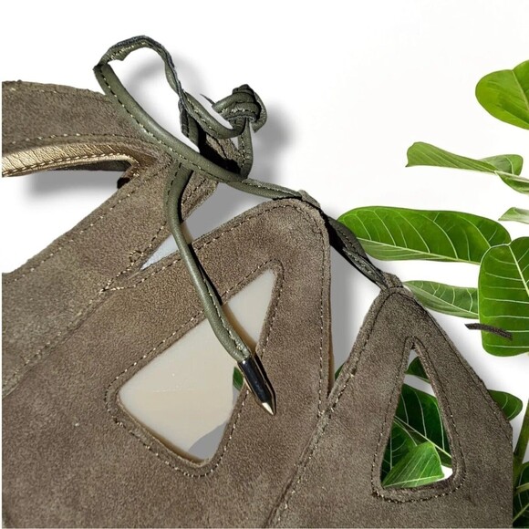 Sam Edelman Dean Caged Laced Open Toe Sandal Sz 9M - Light Brown Suede Display - Picture 10 of 14